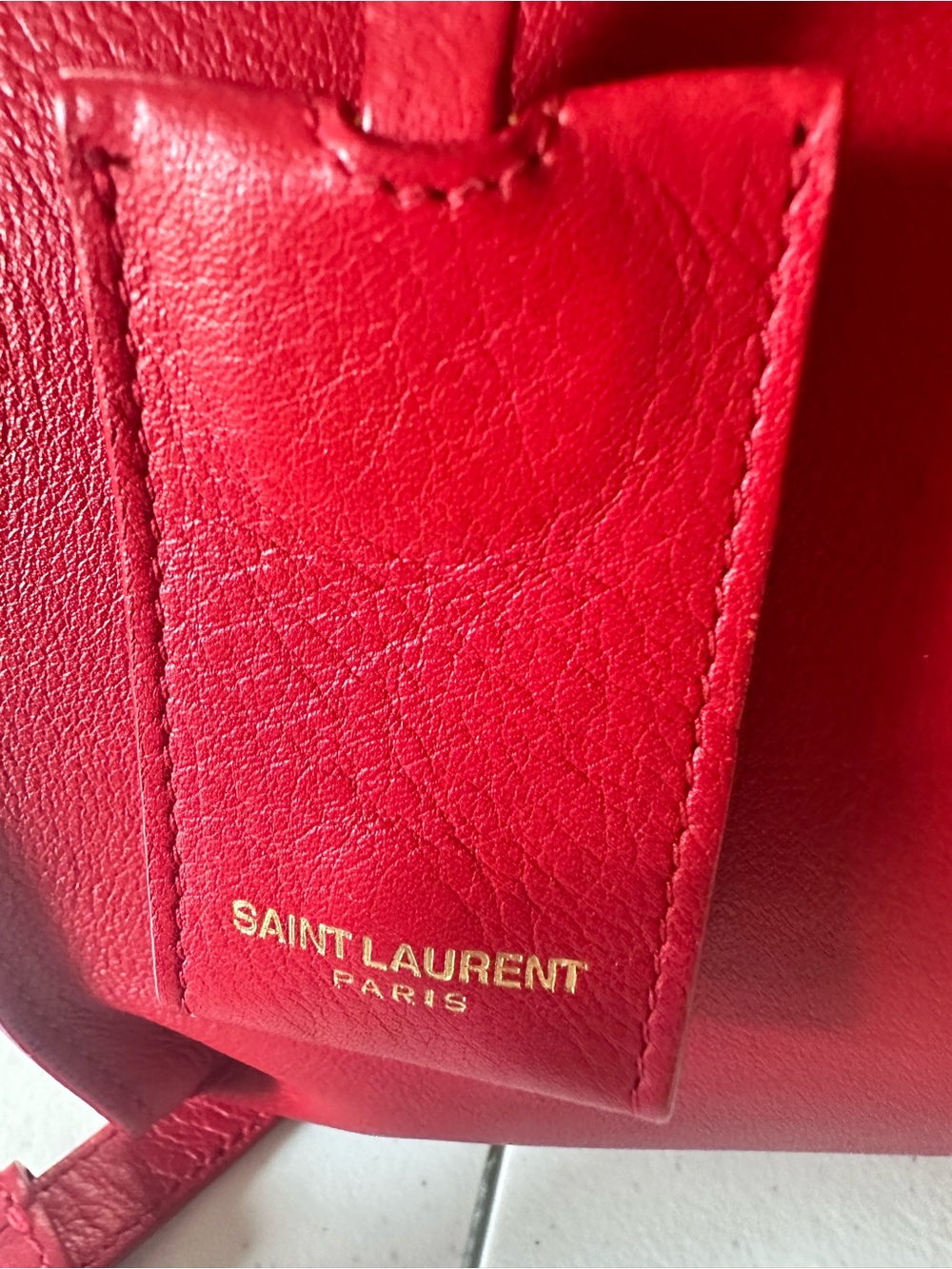 Saint Laurent Red Leather Cabas Y Medium Tote with Gold-Tone Hardware - Picture 11 of 15